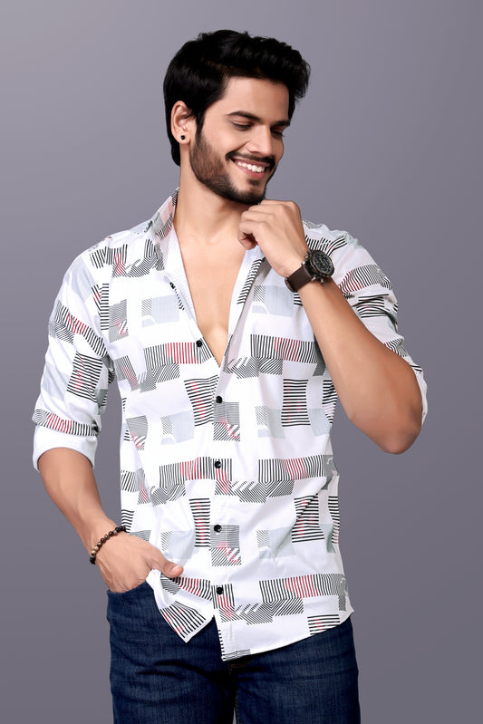 The Grid Edit – Premium Cotton Shirt with Bold Modern Detailing