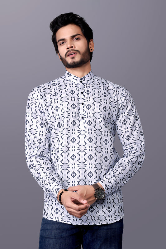 GraphiCotton – Premium Full Sleeve Casual Kurta Shirt with Abstract Detailing