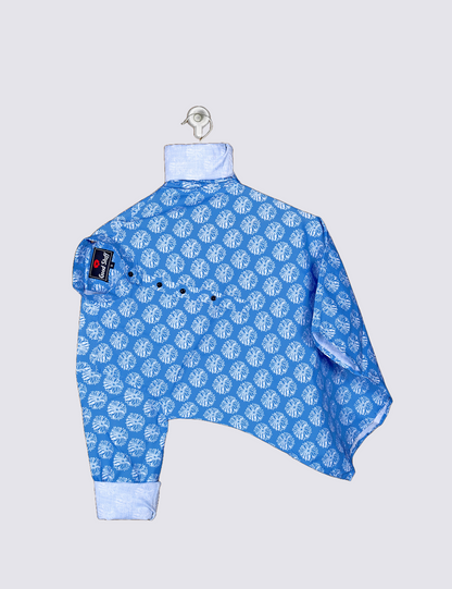 Nawab Style – Classy Blue Printed Cotton Kurta Shirt for Everyday Elegance