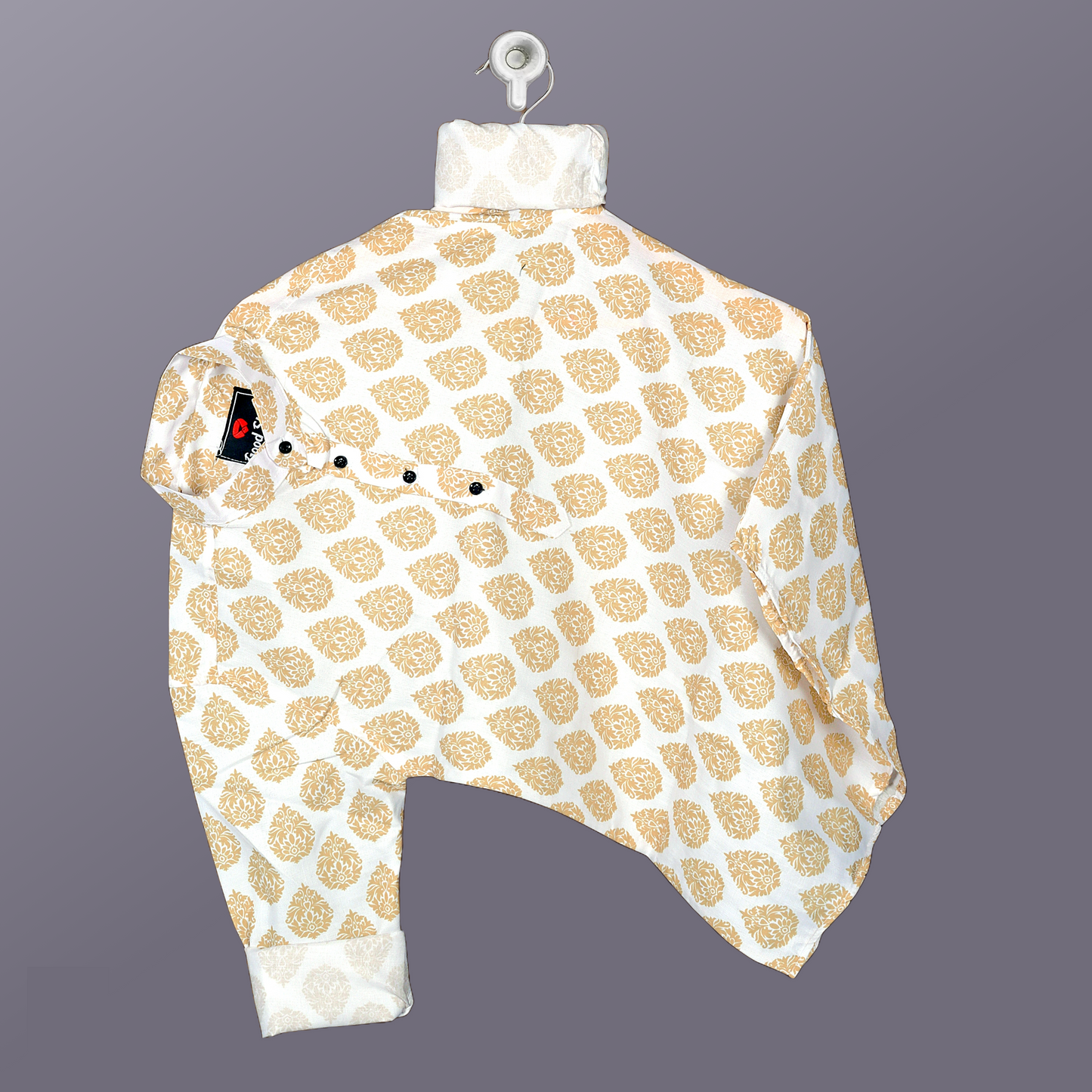 Golden Reign – Full Sleeve Heritage Print Kurta Shirt in Premium Cotton